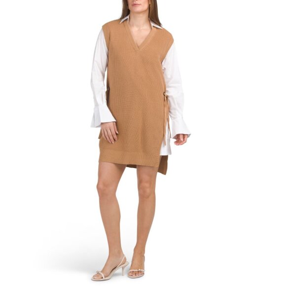 ELAN Tan Twofer Knit Dress - Picture 1 of 2